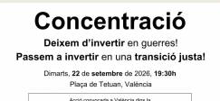Concentració Deixem d’invertir en guerres! Passem a invertir en una transició justa!