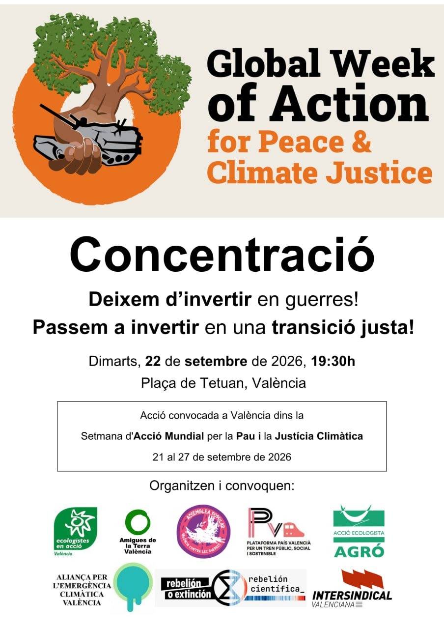 Concentració Deixem d’invertir en guerres! Passem a invertir en una transició justa!
